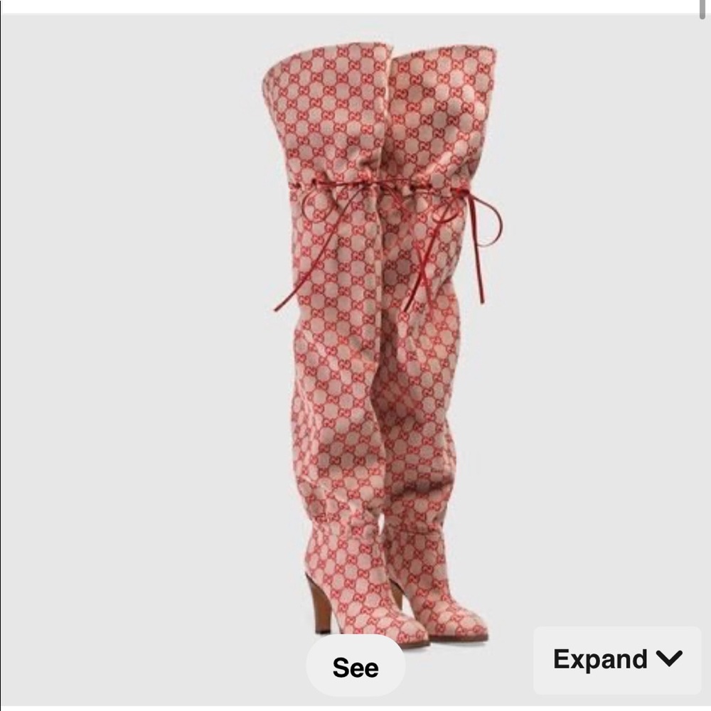 GUCCI GG red high high boots
